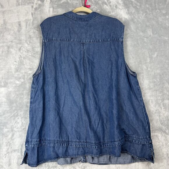J Jill Denim Chambray Blue Collared Sleeveless Tank Top Size 4XL - Picture 6 of 10